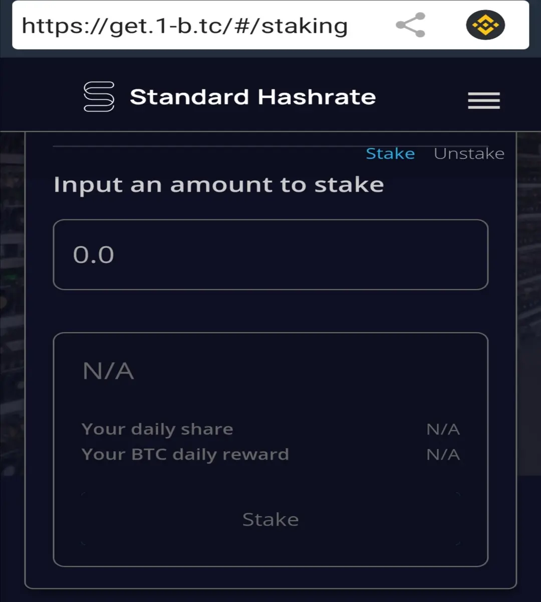 Stake the desired amount.