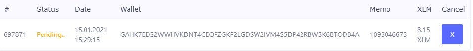 XLMWin withdrawal