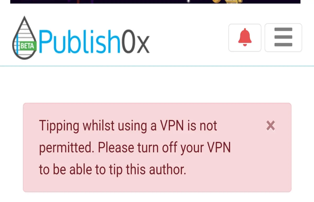 Publish0x VPN error
