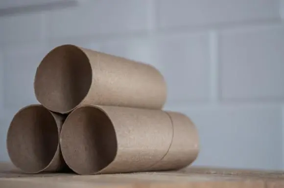 three empty toilet paper rolls