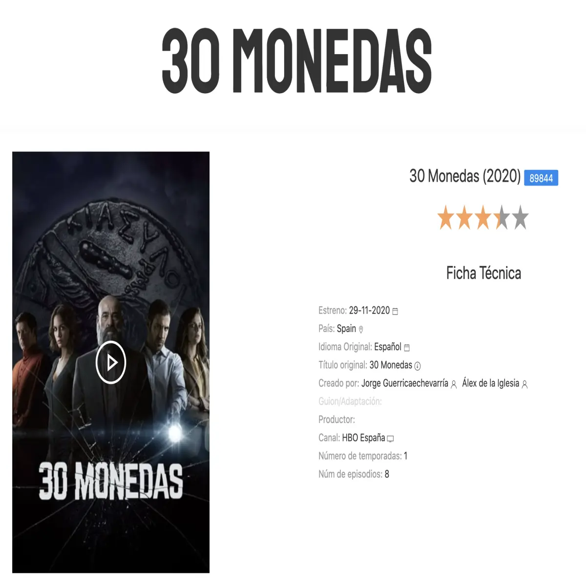 estrenos cine hoy 30 monedas