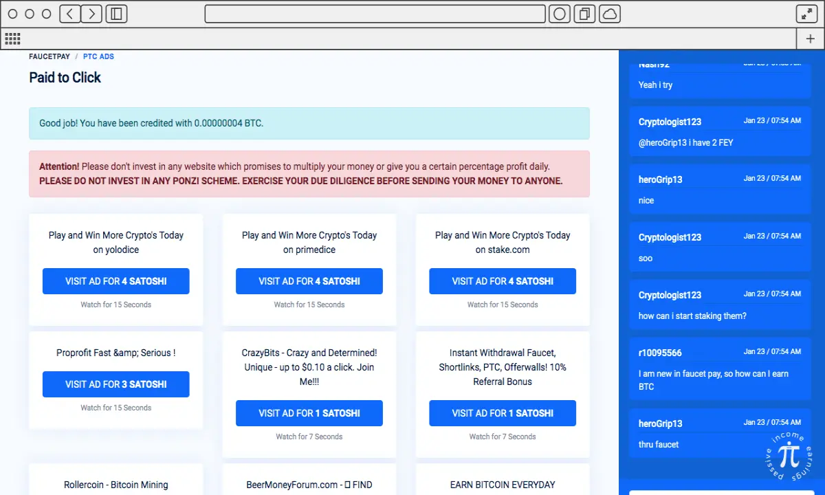 FaucetFay Paid To Click Ads view