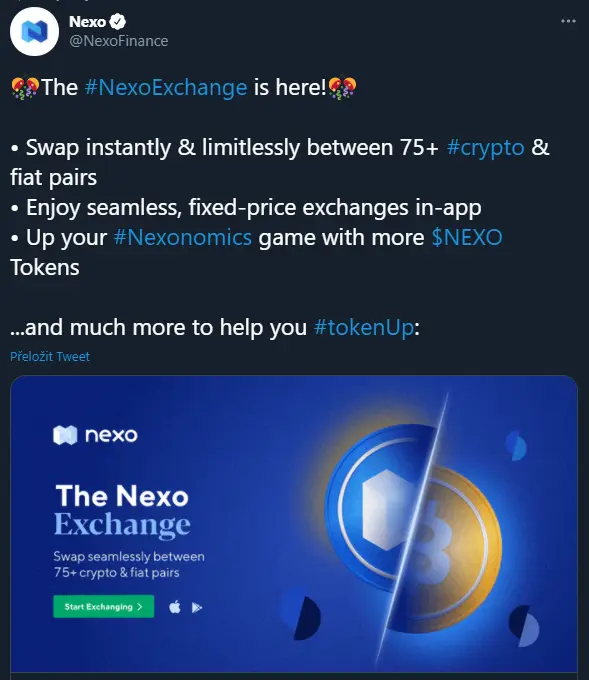 Nexo instant exchange