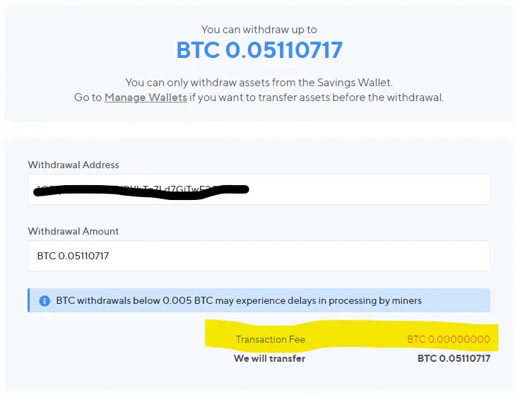 Nexo withdraw