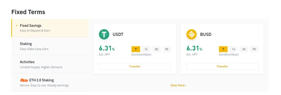 Binance Fixed Terms