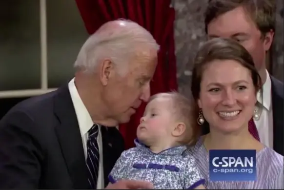 Joe Biden snuffed by alert baby