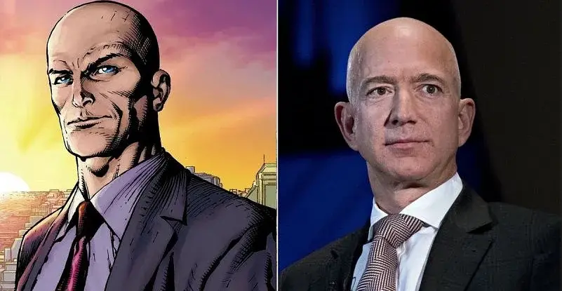 Lex Luthor (left) and Jeff Bezos (right)