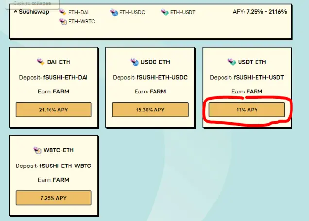 Sushiswap Liquidity Farms