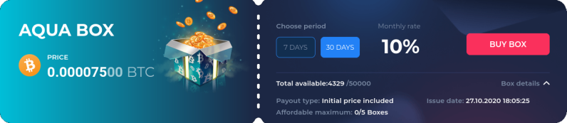 Aqua Box for 7500 Satoshi