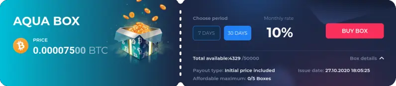 Aqua Box for 7500 Satoshi