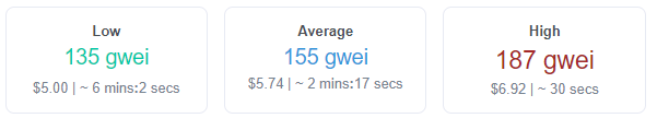 Example of how a faster transaction has higher Gwei attached