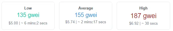 Example of how a faster transaction has higher Gwei attached