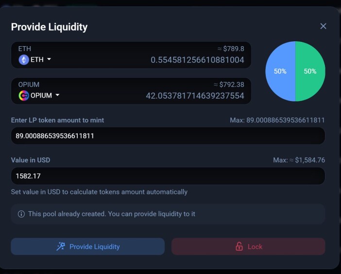 provide liquidity for ETH-OPIUM