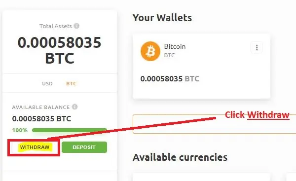 Click Withdraw