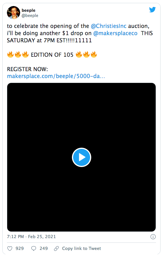 Beeple's tweet