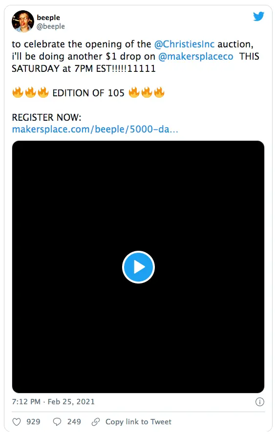 Beeple's tweet