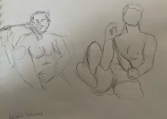 Briden in two poses: 3-minute timed pencil sketch