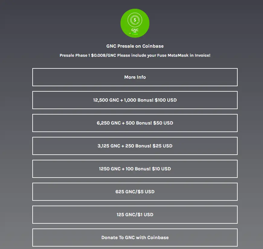 GNC Presale
