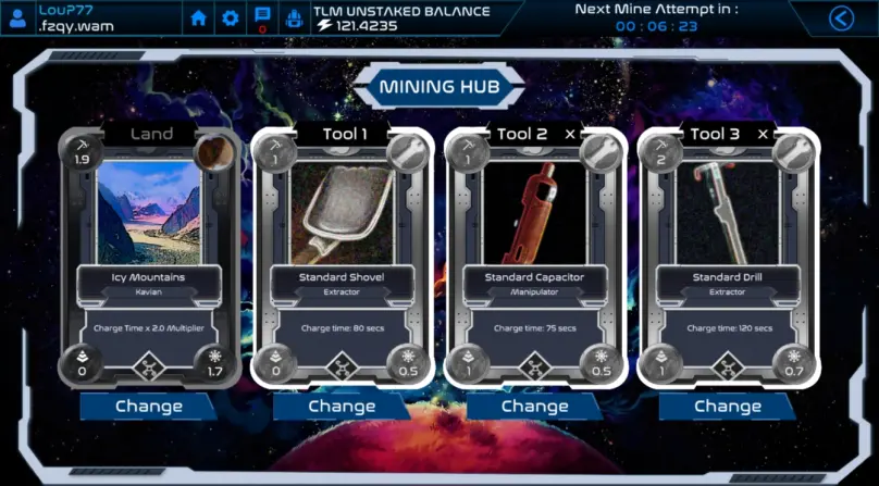 Alien Worlds mining hub