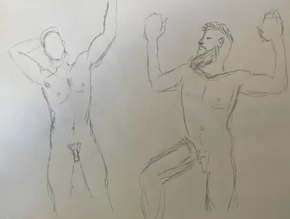 Scott in two poses - 5 minute timed pencil sketches