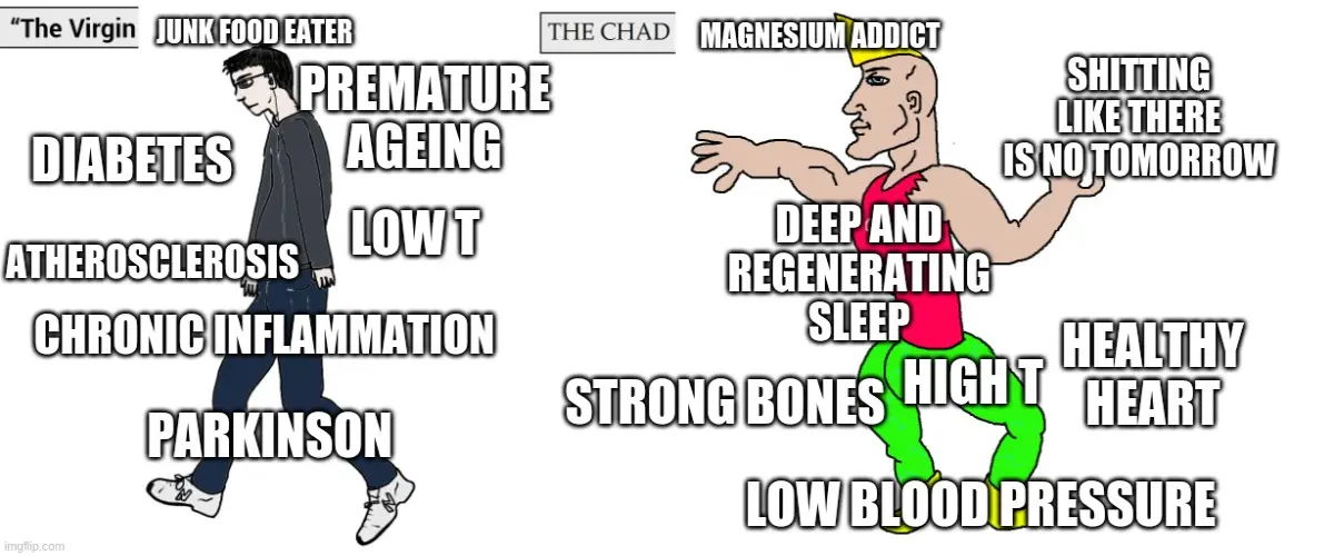 virgin junk food eater vs chad magnesium addict