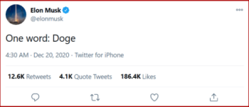 Elon Musk tweets about Dogecoin