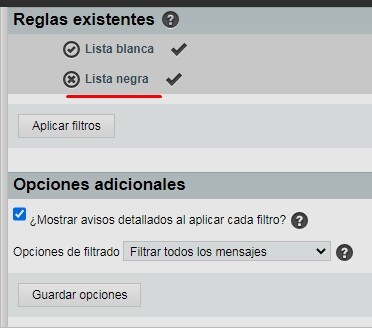 Bloquear correo spam en Horde