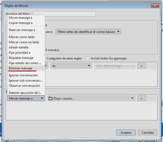 Bloquear correo spam en Thunderbird