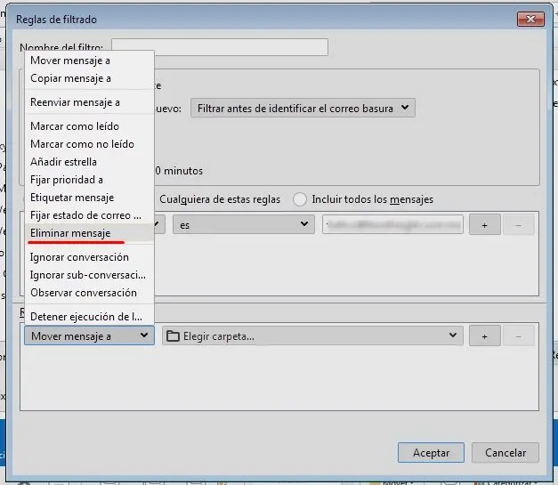 Bloquear correo spam en Thunderbird