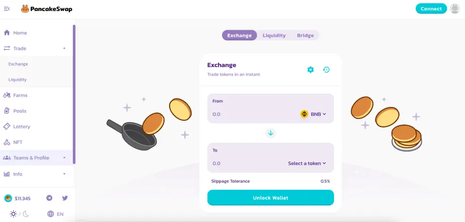 Exchange PancakeSwap site
