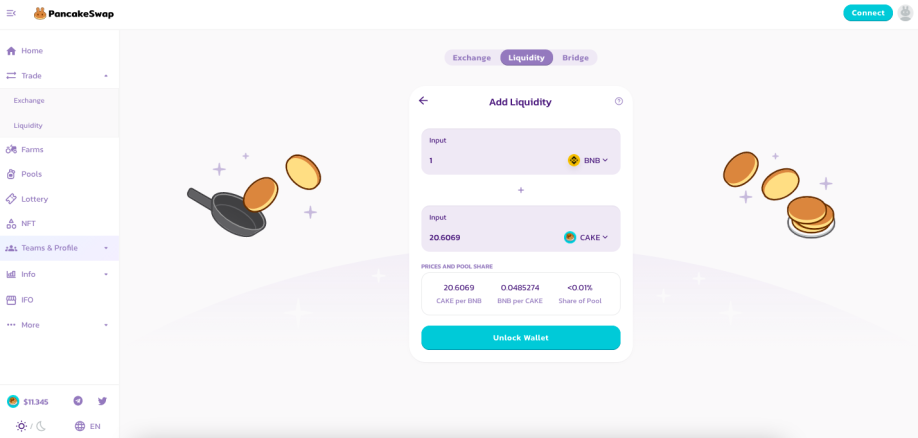 Liquidity Example PancakeSwap
