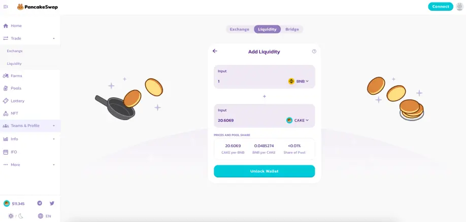 Liquidity Example PancakeSwap