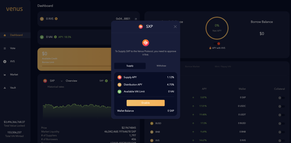 Venus Protocol App Supply