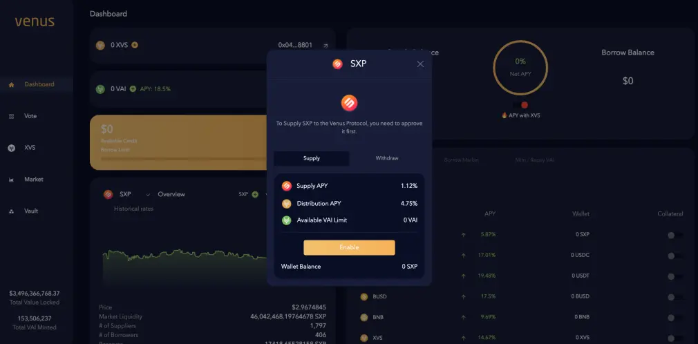 Venus Protocol App Supply