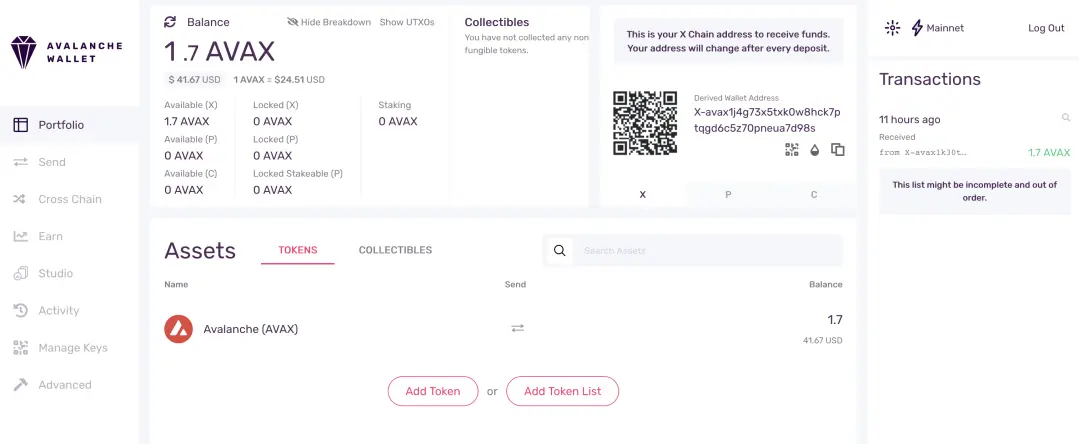 Avalanche Wallet