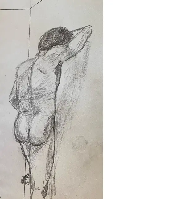 Josh leaning on wall - 20 minute timed pencil sketch