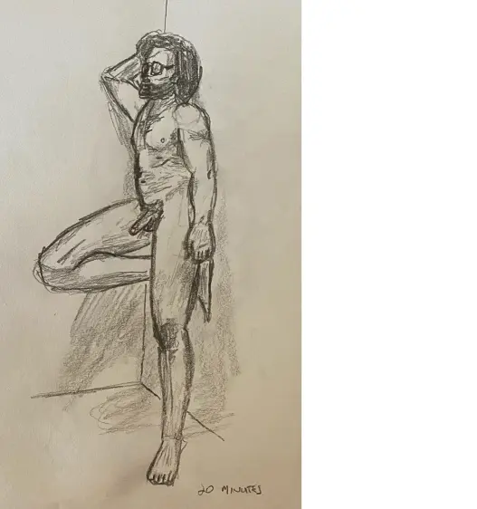 Josh leaning on wall - 20 minute timed pencil sketch