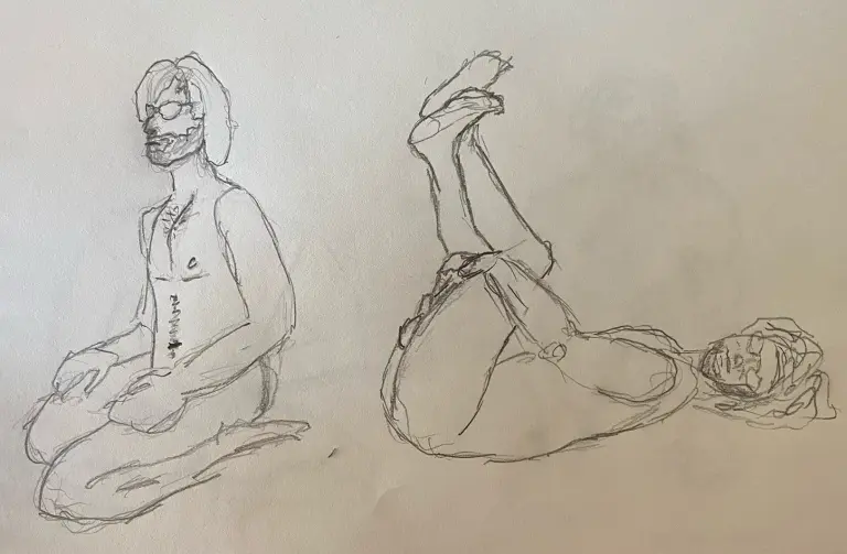 Josh in two poses - 5 minute timed pencil sketches