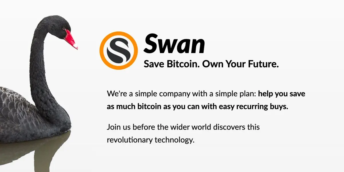 Swan strips down crypto trading to the essentials of BTC investing. Tell your parents!