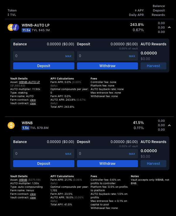 AutoFarm staking site