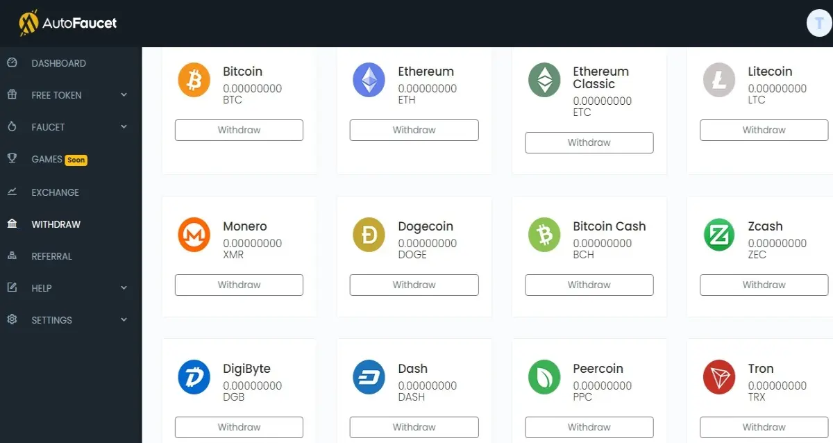 Faucet Withdraw