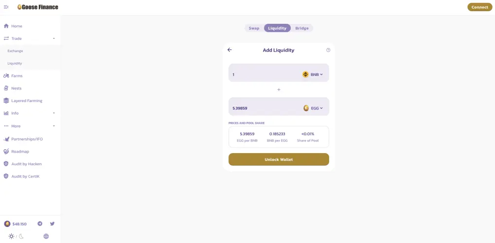 Goose Finance Site Liquidity