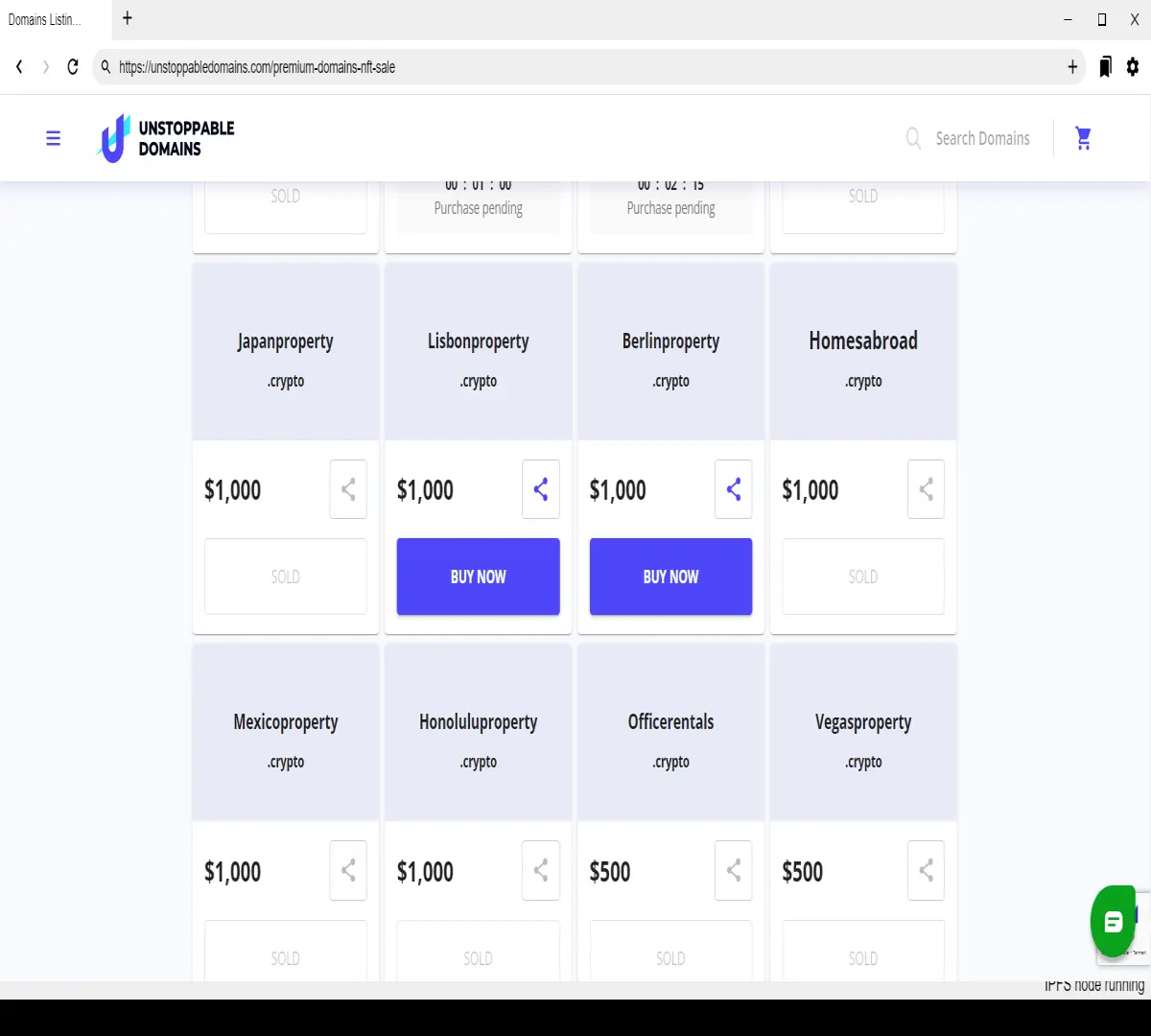 Premium real estate NFT's on sale