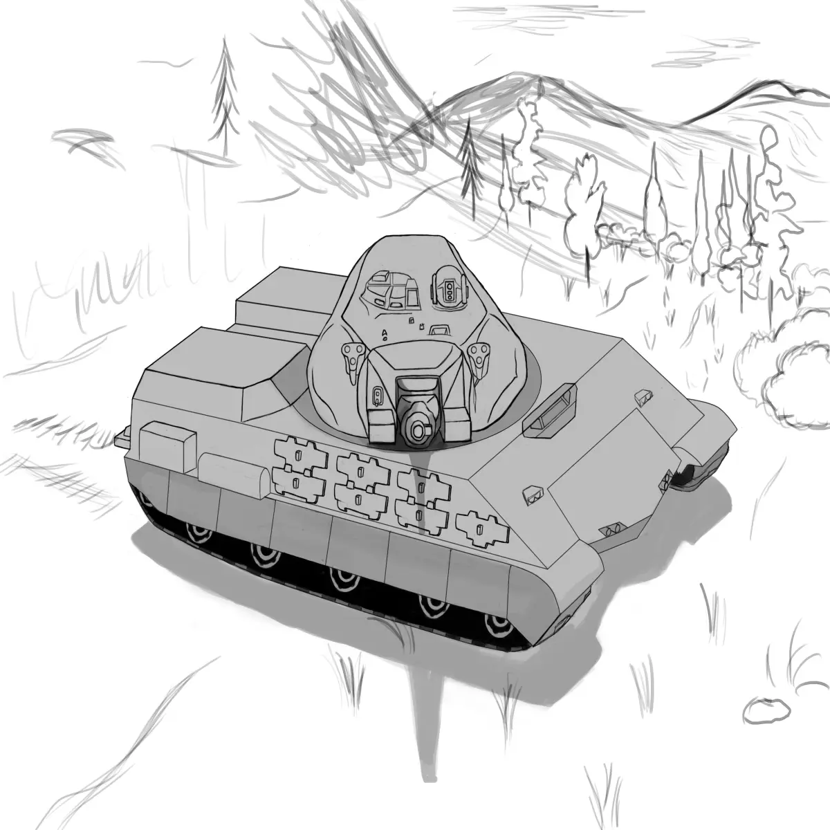 Armored wheeled gun study