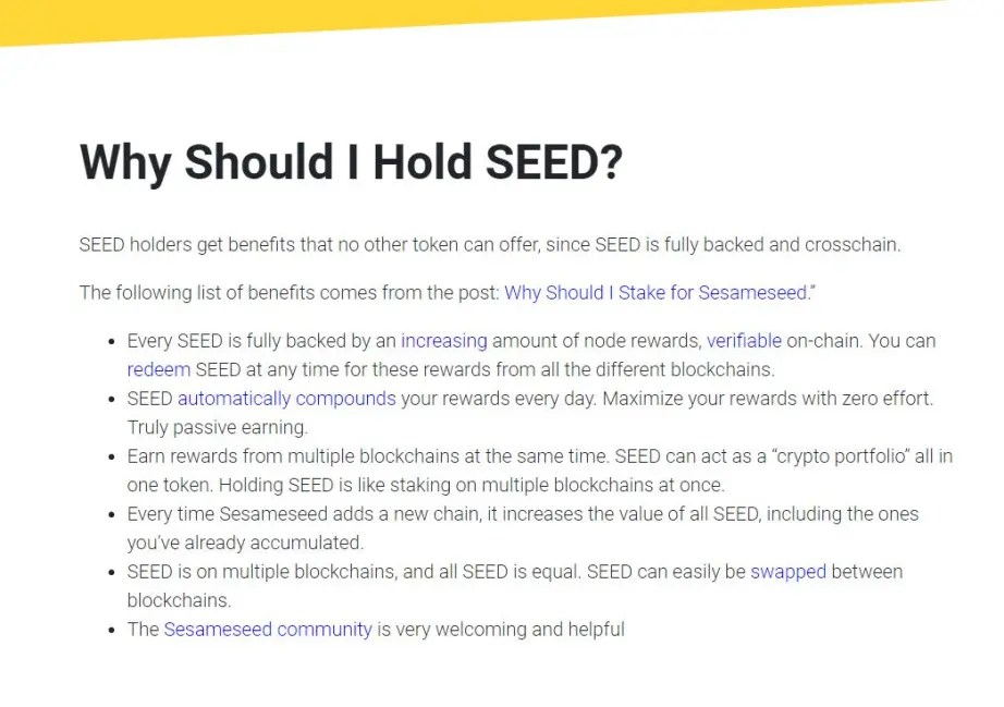 seed sesameseed benefits rewards staking hold
