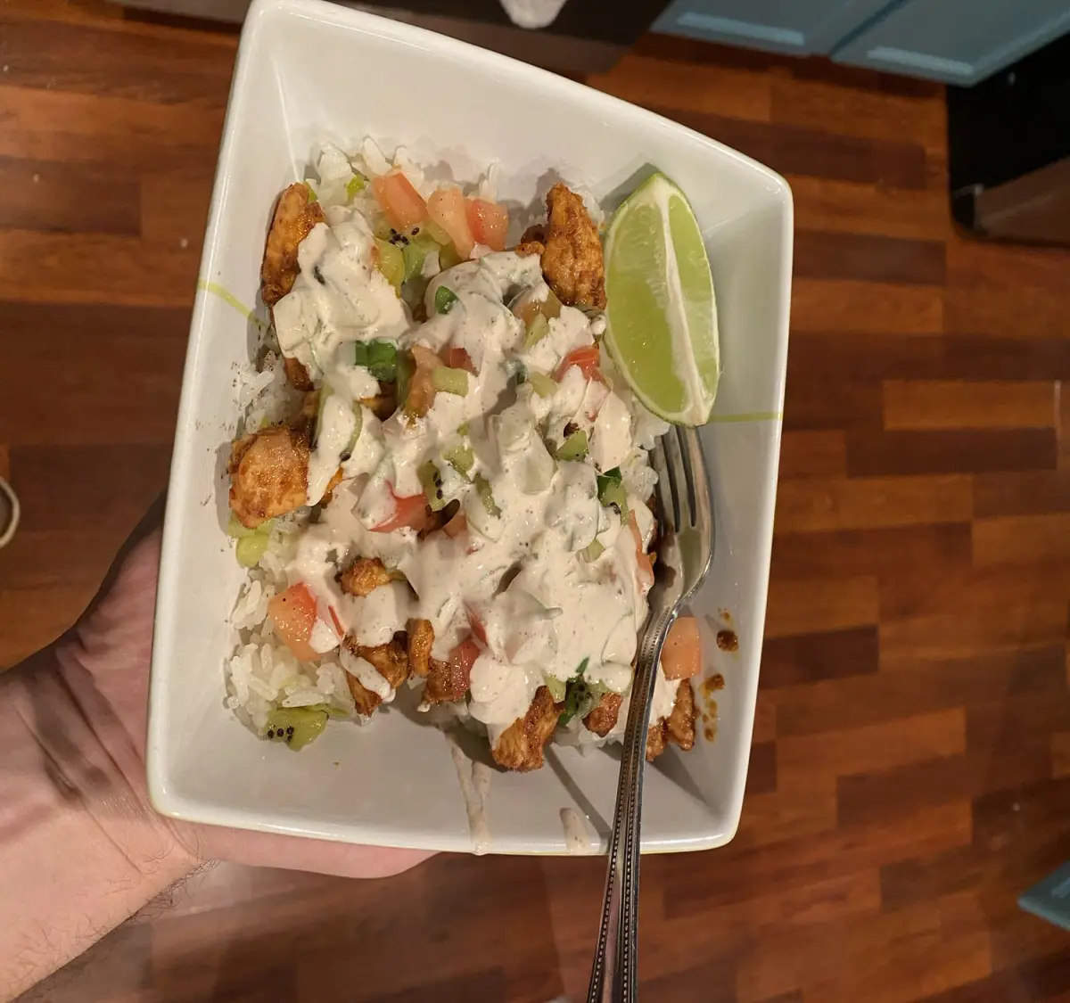kiwi salsa on southwestern chicken over rice