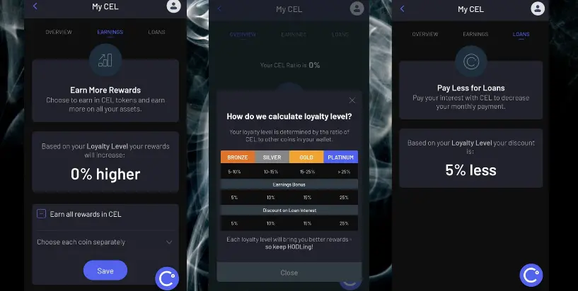 Celsius loyalty tiers