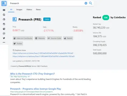A private search on Presearch