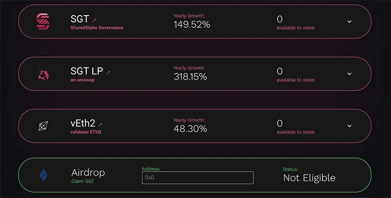 Earn on SharedStake