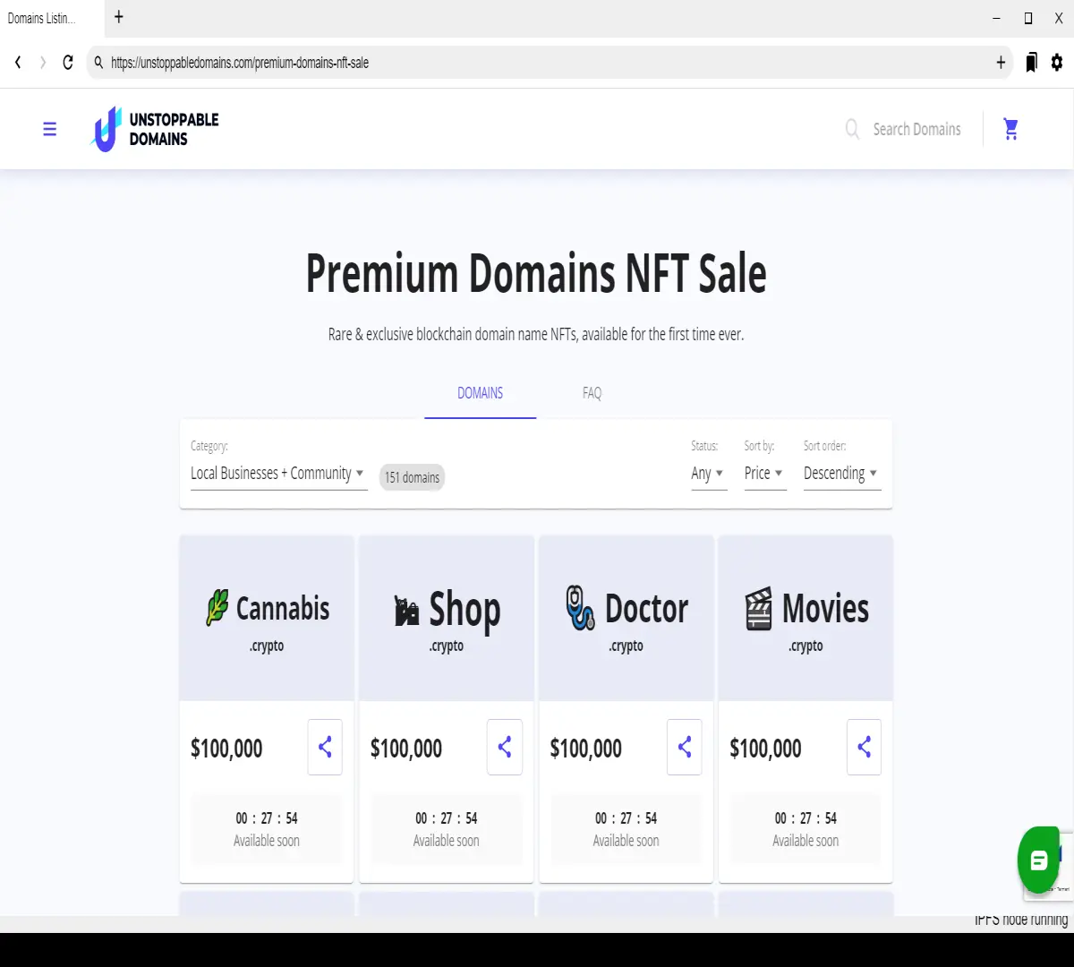Premium blockchain domains NFT's